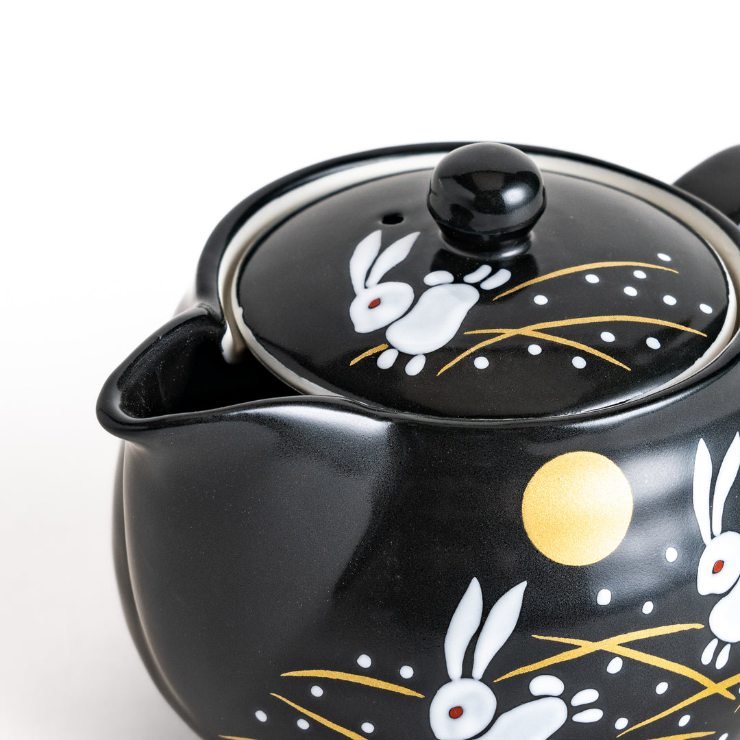 Black Dancing Rabbit Teapot