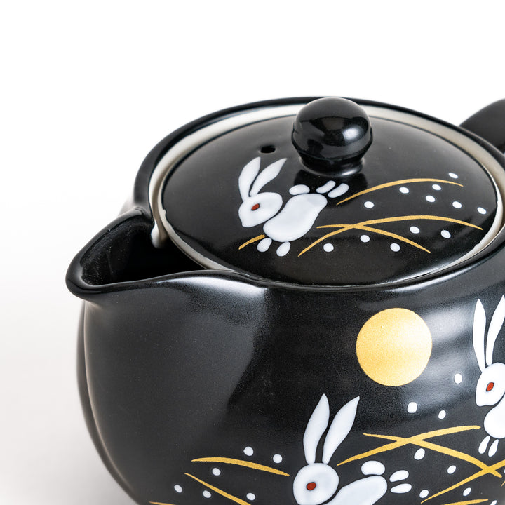 Black Dancing Rabbit Teapot