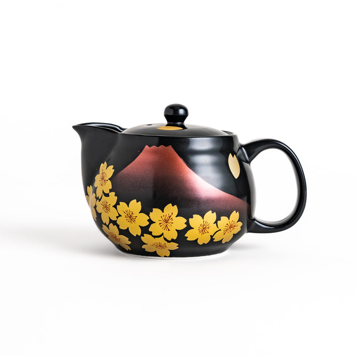 Black Sakura Mount Fuji Teapot