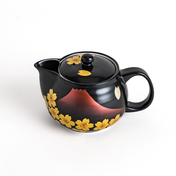 Black Sakura Mount Fuji Teapot