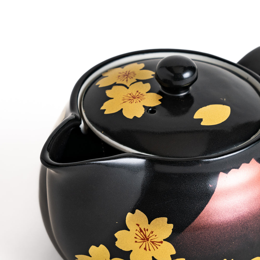 Black Sakura Mount Fuji Teapot