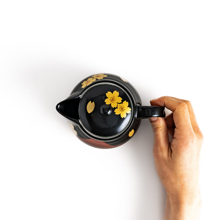 Black Sakura Mount Fuji Teapot