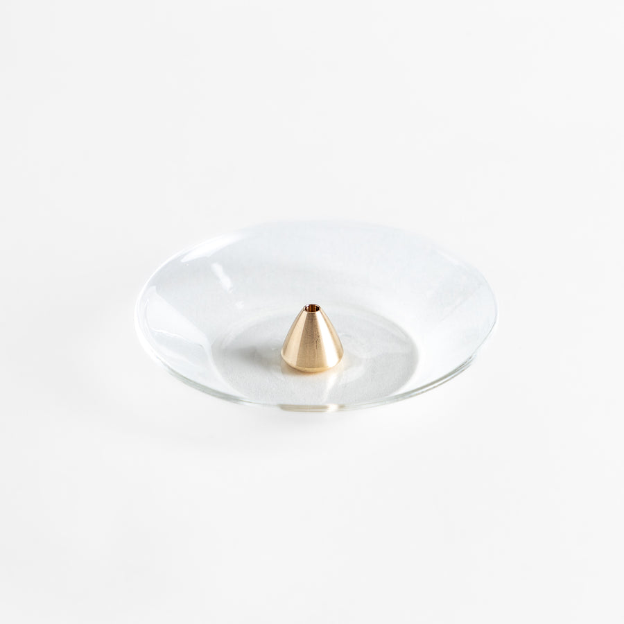 Modern glass Incense Holder with brass accent, a stylish way to enjoy your favorite scents.