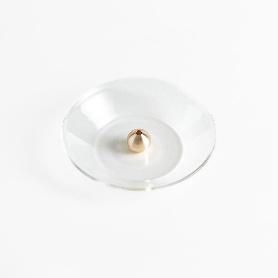 Modern glass Incense Holder with brass accent, a stylish way to enjoy your favorite scents.