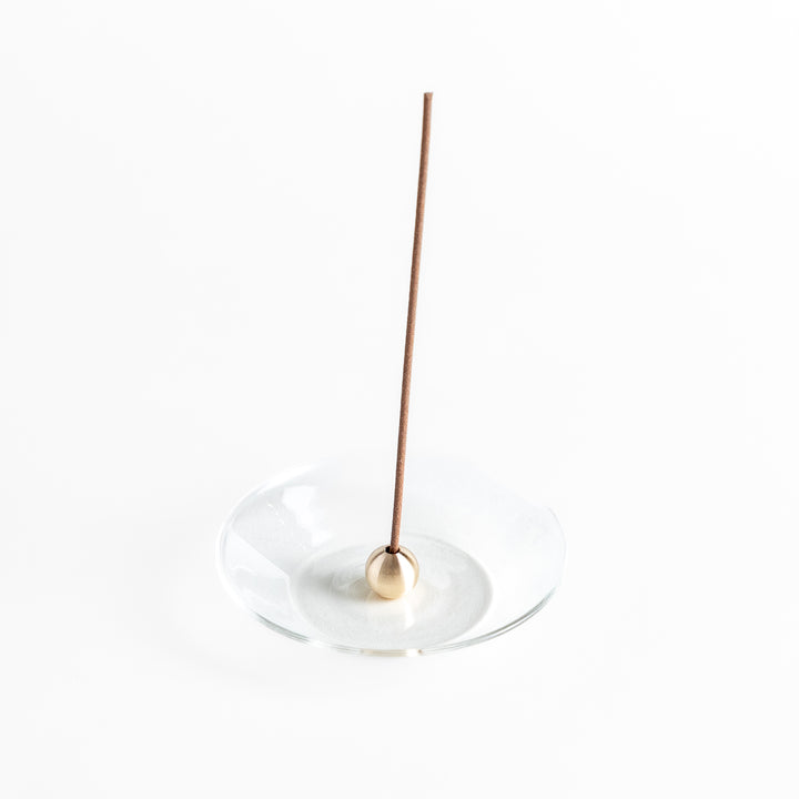 Modern glass Incense Holder with brass accent, a stylish way to enjoy your favorite scents.