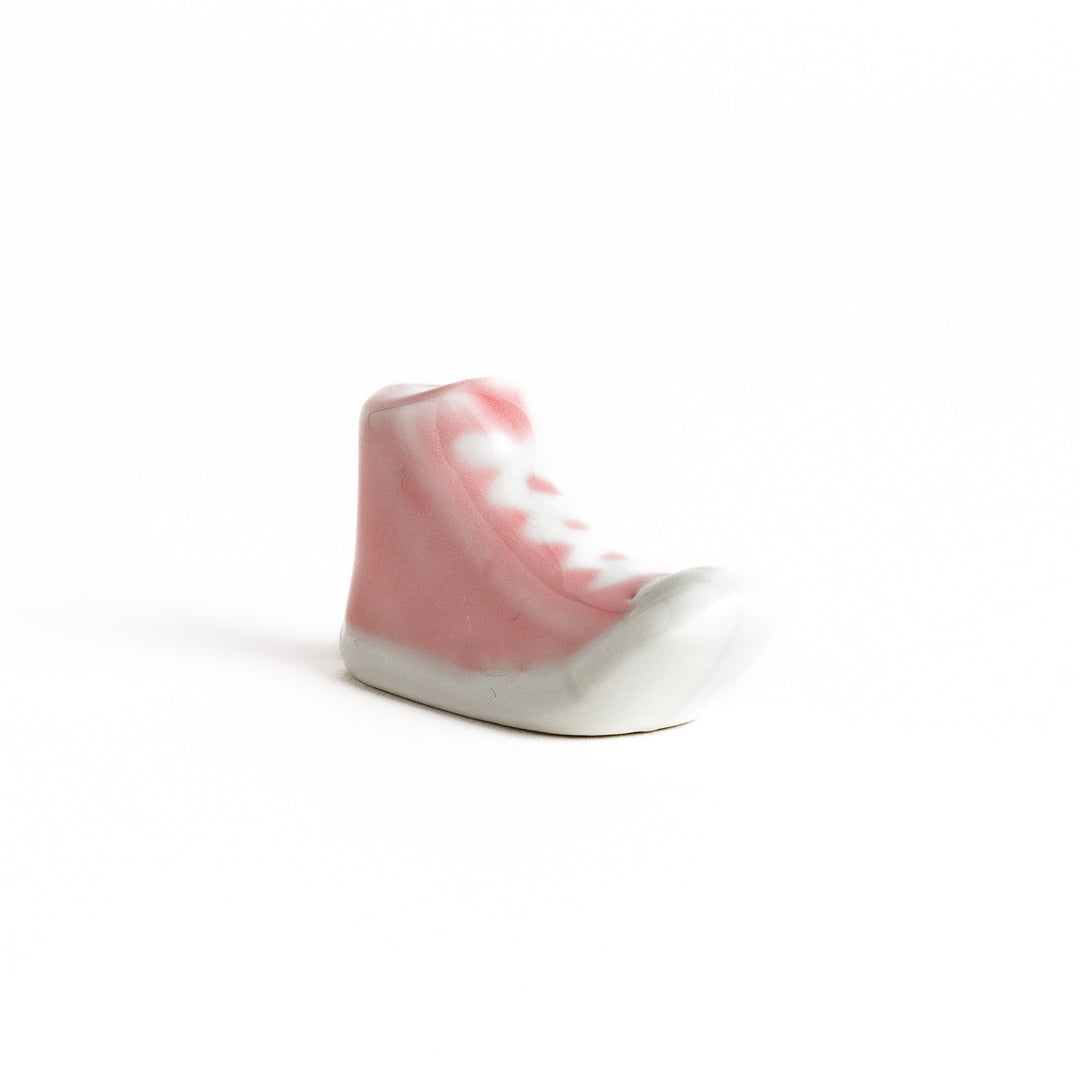 Pink Canvas Sneaker Chopstick Rest with white laces and a detailed high-top design, adding a playful touch to your table setting.