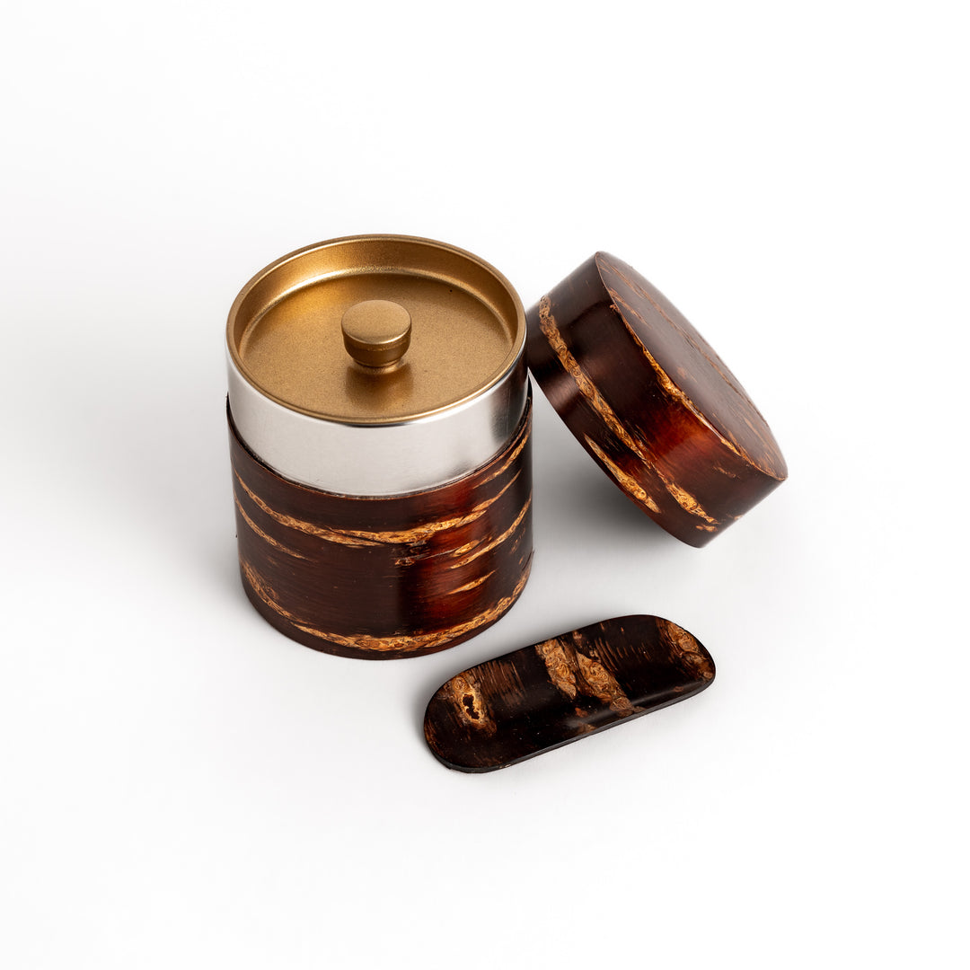 Cherry Bark Tea Caddy and Scoop Set