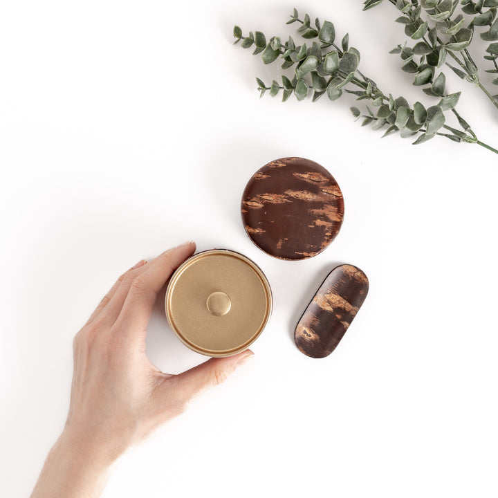 Cherry Bark Tea Caddy and Scoop Set