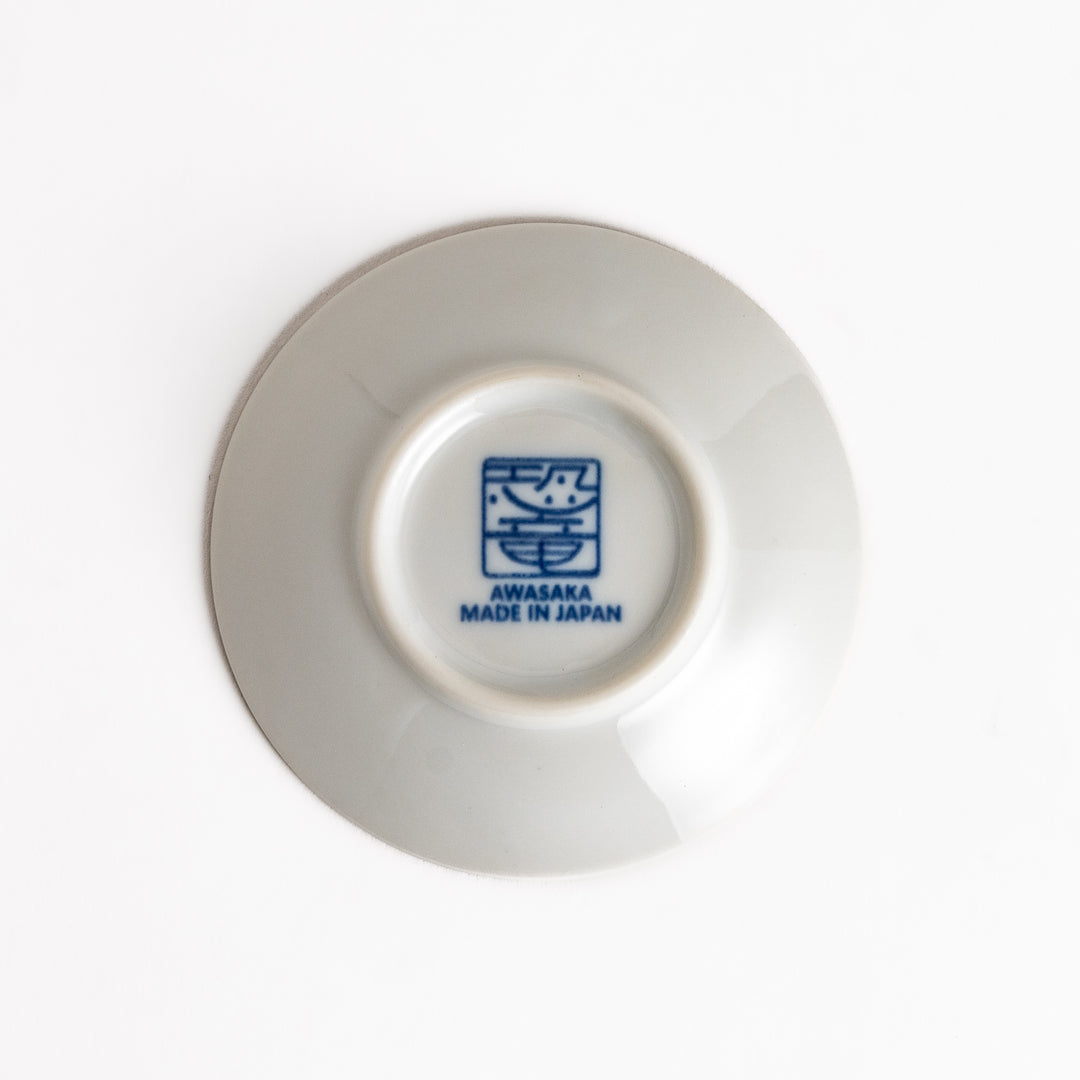 Small sauce plate with a cute dinosaur design and a traditional Japanese geometric pattern, perfect for adding a playful touch to your dining table.