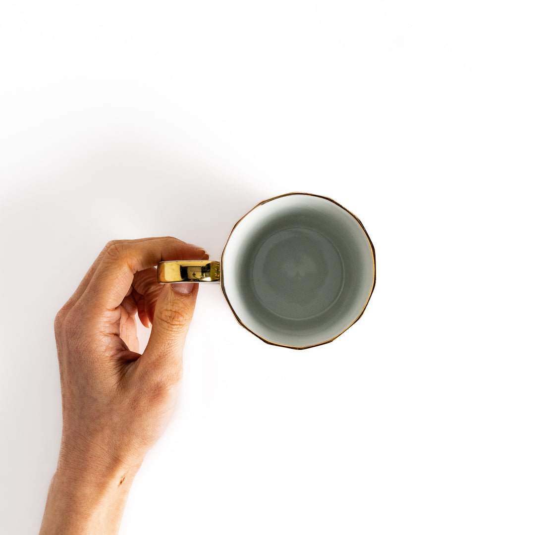 Elegant Gold Floral Tapestry Mug