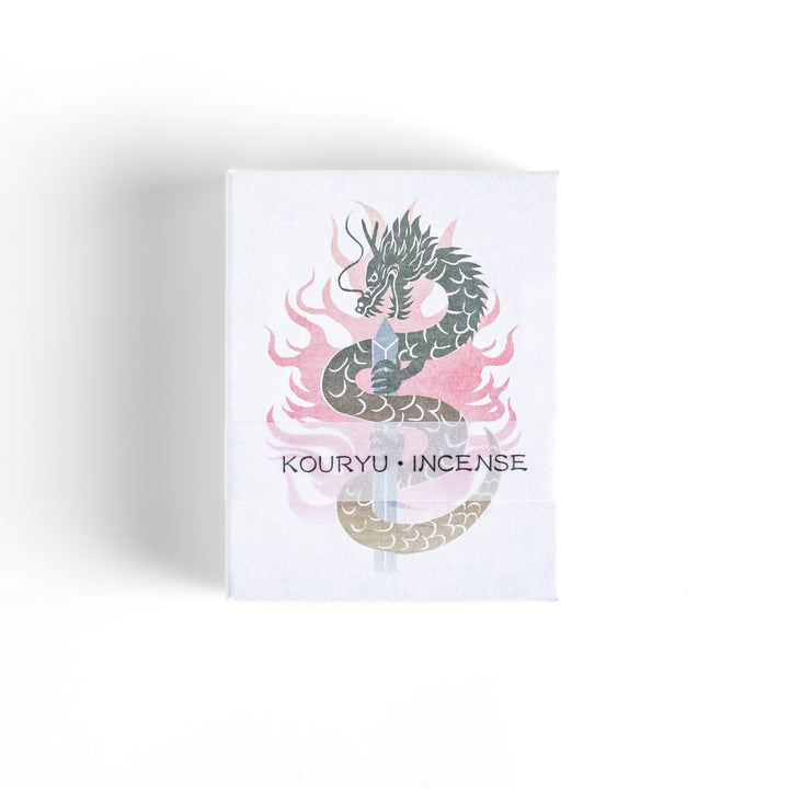 Dragon-themed incense featuring a striking illustration of a coiling dragon with fiery accents, offering a bold and aromatic experience in every stick.