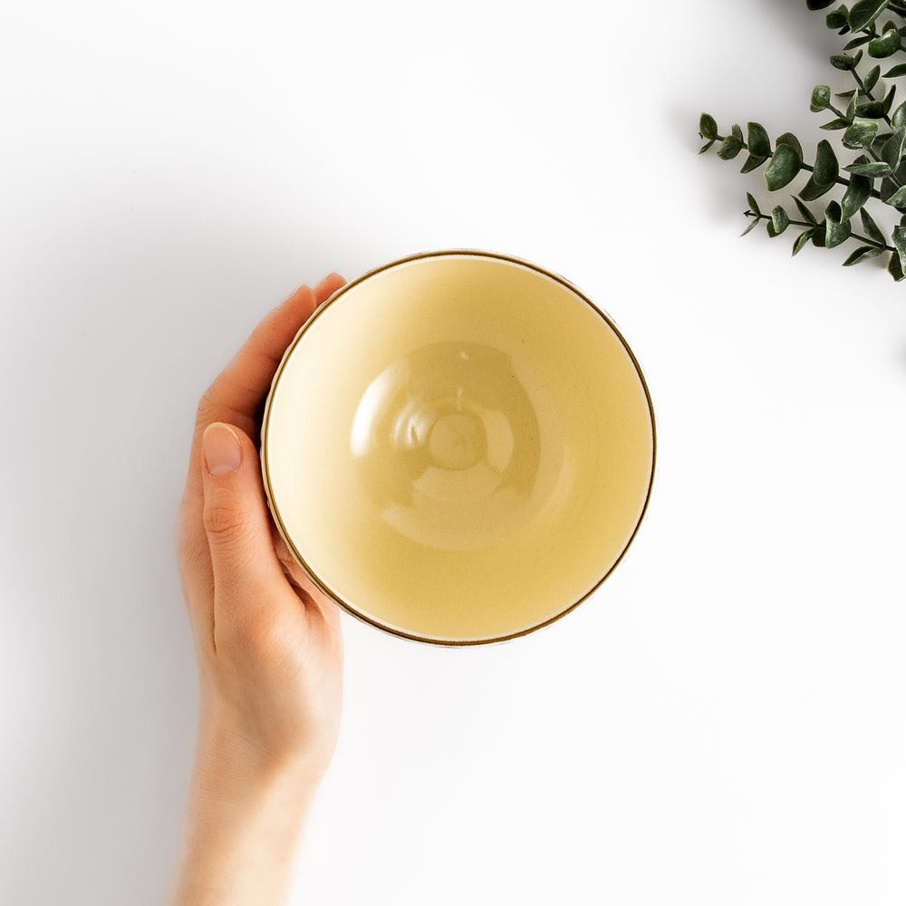 Golden Treasure Matcha Bowl with an intricate geometric pattern in gold and red, perfect for enjoying matcha in a stylish and traditional way.