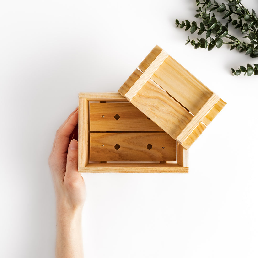 Hinoki Tofu Maker set, made of durable wood, includes tofu press, cloth, and instructions for homemade tofu.