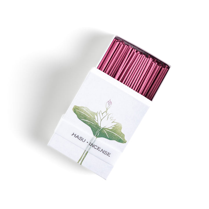 Incense featuring soft pink sticks in a box adorned with a delicate lotus flower design, offering a gentle and floral fragrance for a serene atmosphere.