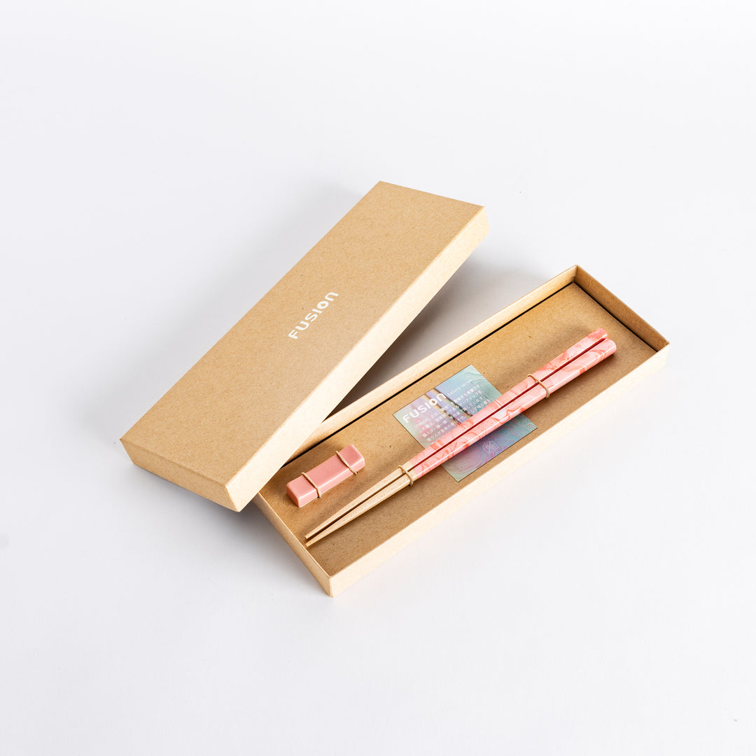 Rose Petal Fusion Chopsticks set elegantly placed in a box, showcasing a stylish and refined presentation.