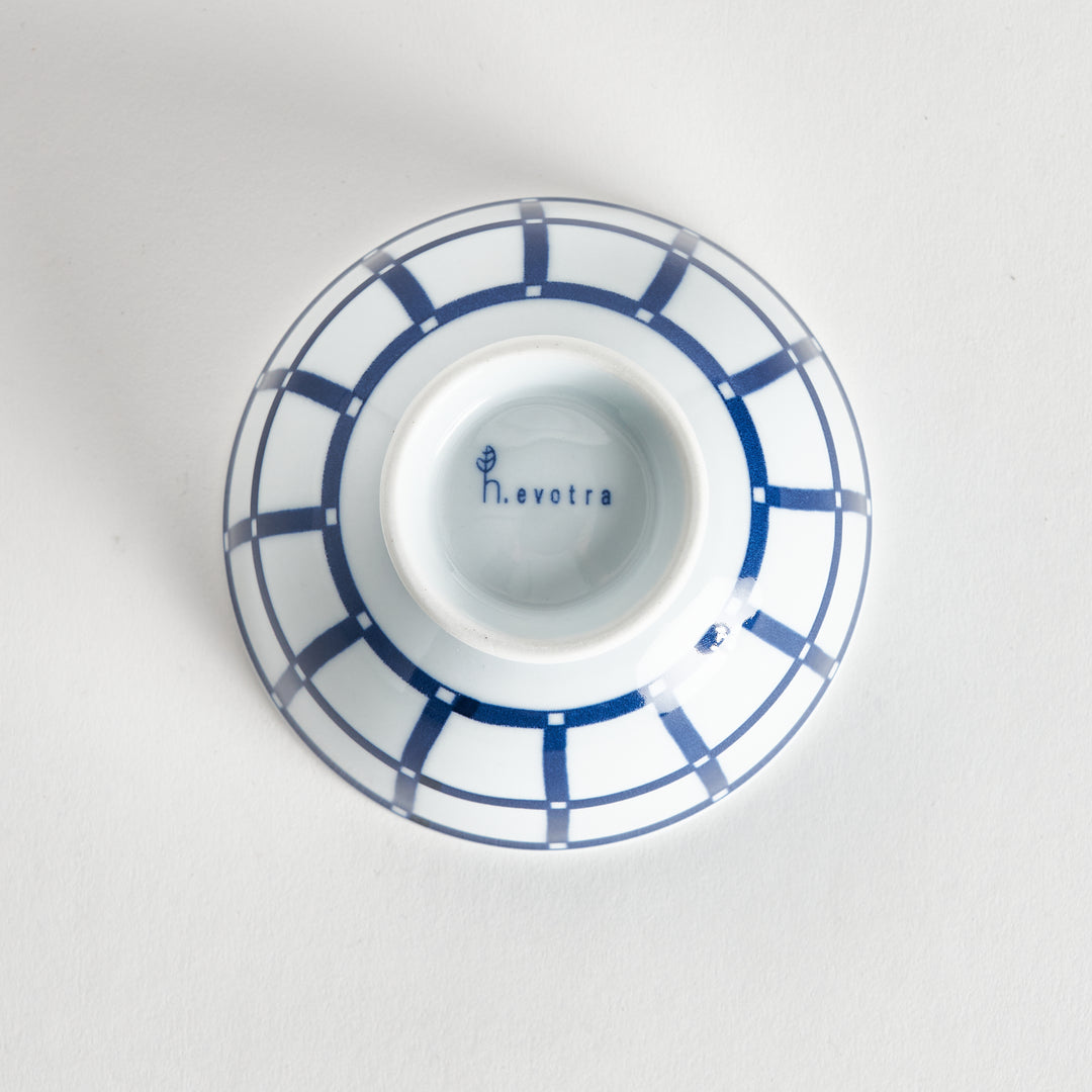 Bottom view of the Modern Indigo Lattice Rice Bowl, showing the blue base and clean, smooth finish.