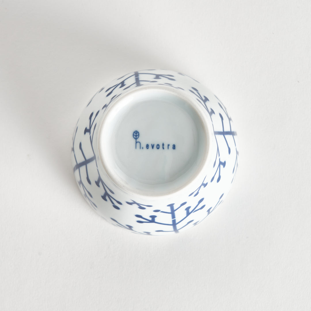 Bottom view of the Modern Indigo Pine Cup, showcasing the blue base and the maker's markings.