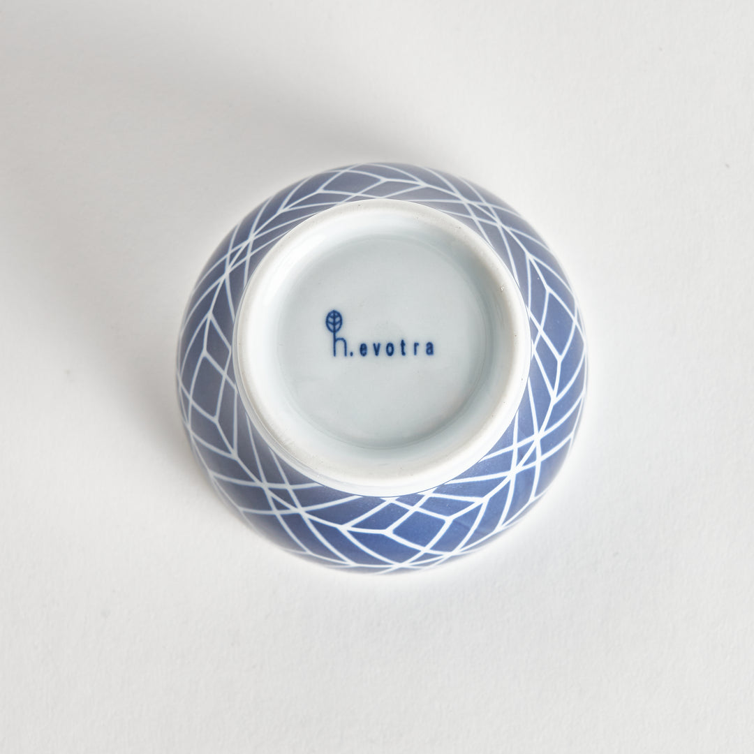 Bottom view of the Modern Indigo Tile Cup, with a clear view of its base and a clean, glossy finish.