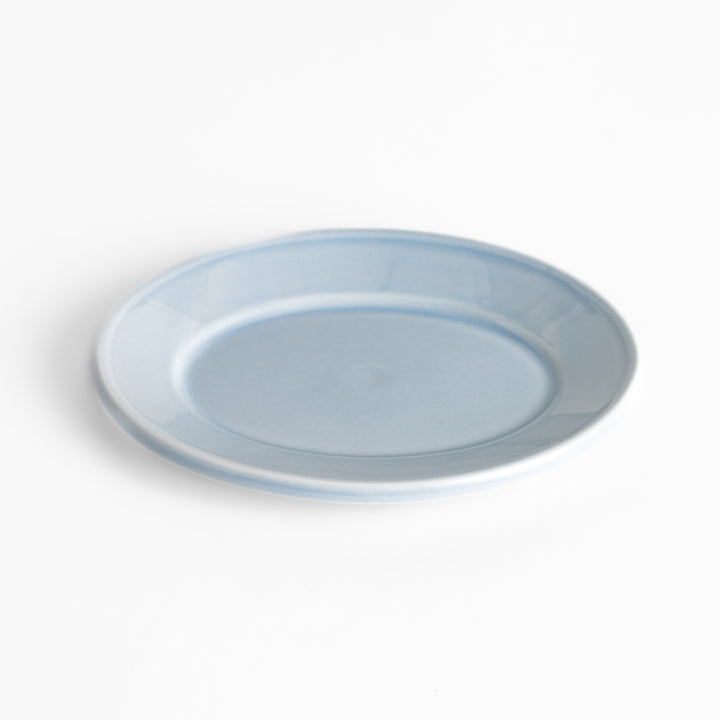 Durable and elegant blue ceramic dessert plate, adding a pop of color to your table setting.