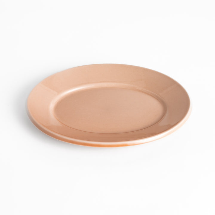 Durable and elegant pink ceramic salad plate, adding a pop of color to your table setting.