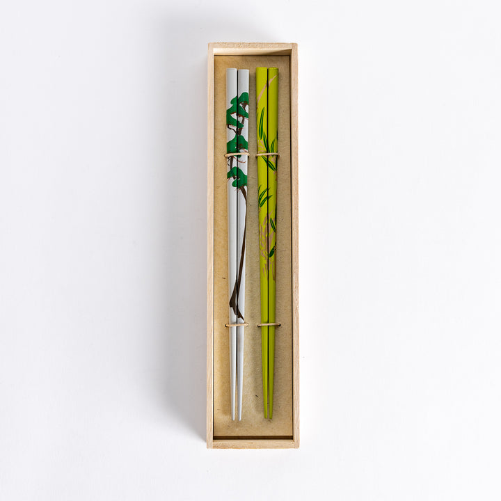 Chopsticks set featuring traditional pine and bamboo patterns, perfect for adding an elegant touch to your dining experience.