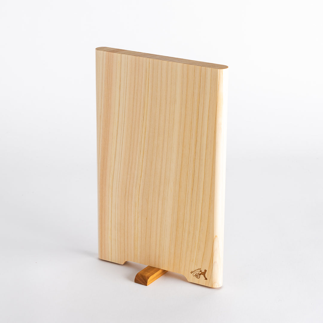 Top view of the small hinoki cutting board, emphasizing its clean lines and minimalist appearance.