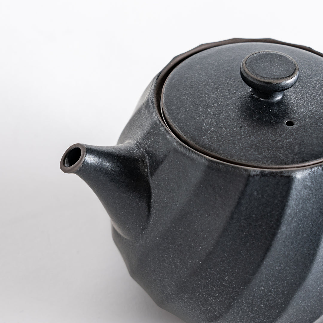 Close-up of the teapot, showcasing the detailed craftsmanship and sleek design for a refined look.