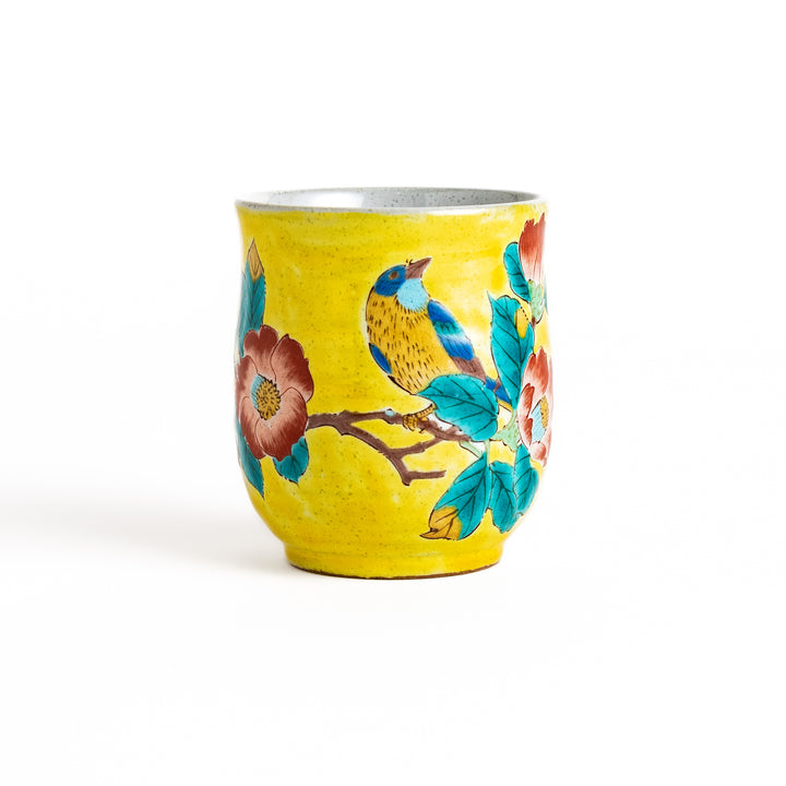 Yellow Camellia and Bird Teacup Set