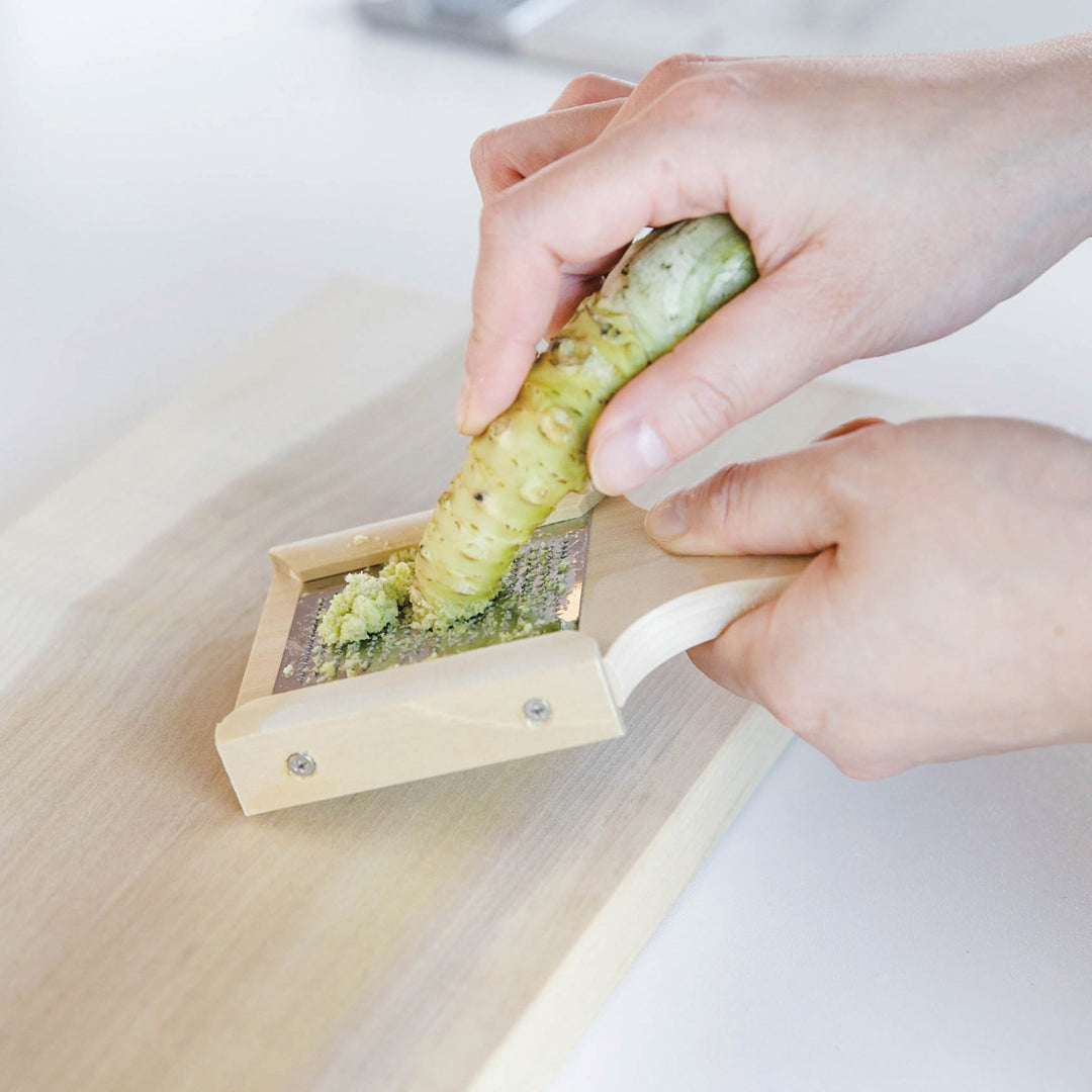 Japanese Wood Mini Grater, a practical kitchenware ideal for grating fresh wasabi and spices, offering both functionality and traditional style.