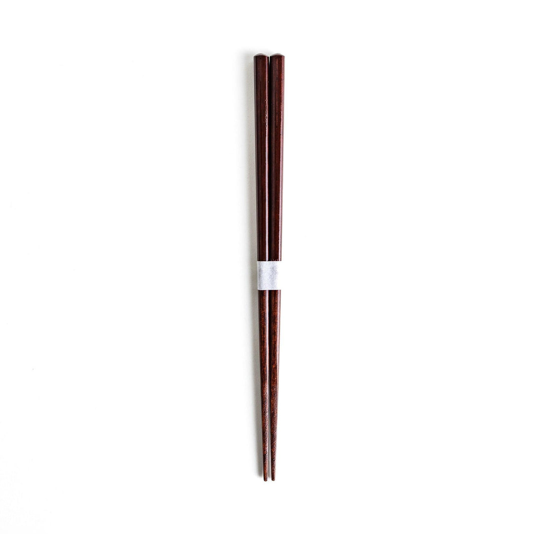 Chopsticks in different colors—white, yellow, olive green, navy blue, and dark brown—with wooden lower halves.