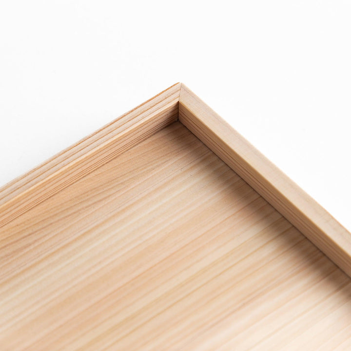 A rectangular hinoki wood tray.