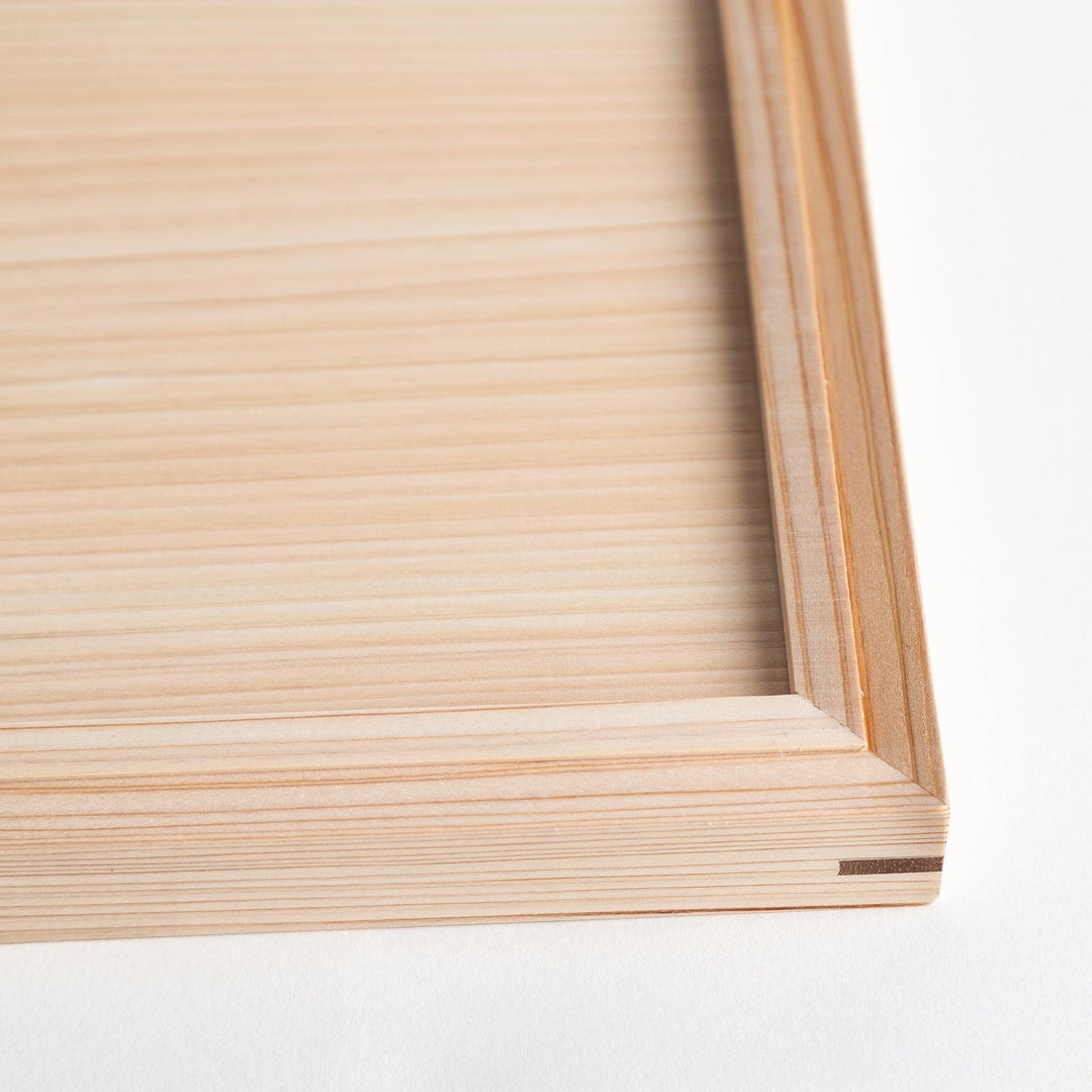 A rectangular hinoki wood tray.