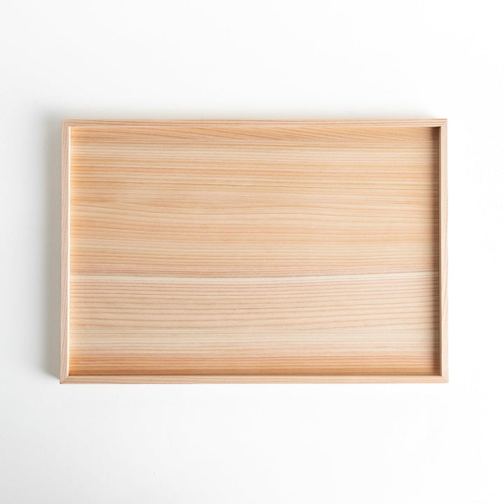 A rectangular hinoki wood tray.