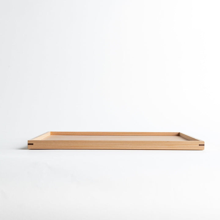 A rectangular hinoki wood tray.