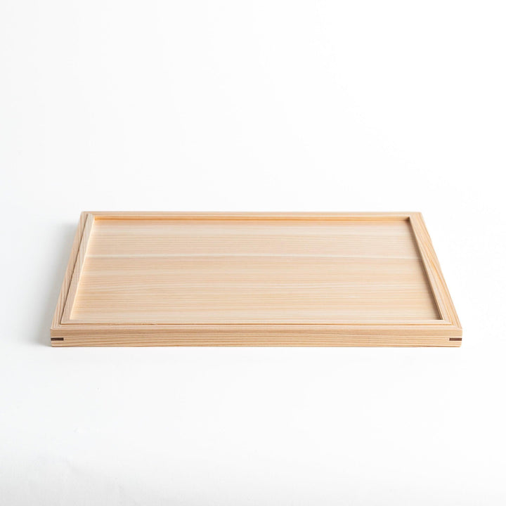 A rectangular hinoki wood tray.