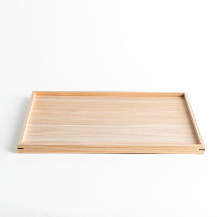 A rectangular hinoki wood tray.