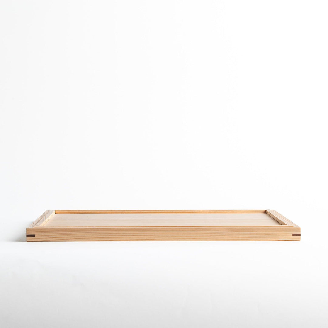 A rectangular hinoki wood tray.