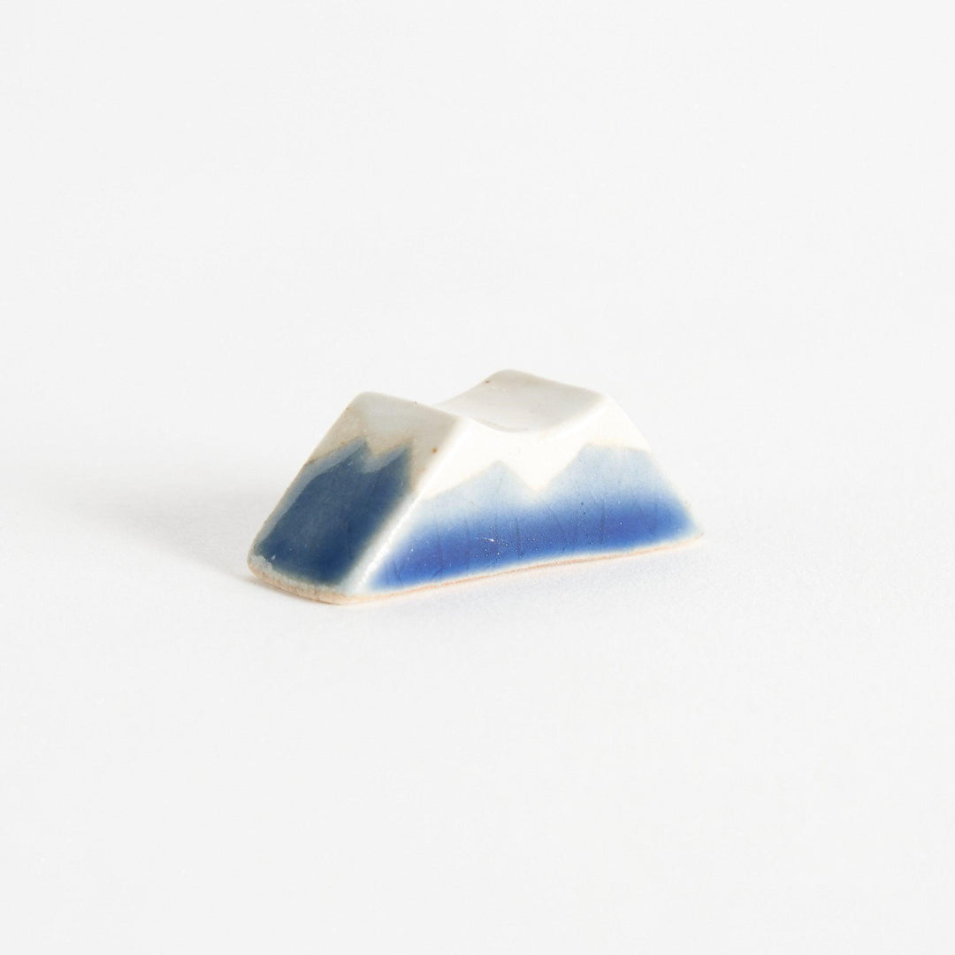 Ceramic mountain-shaped chopstick rest with blue glaze