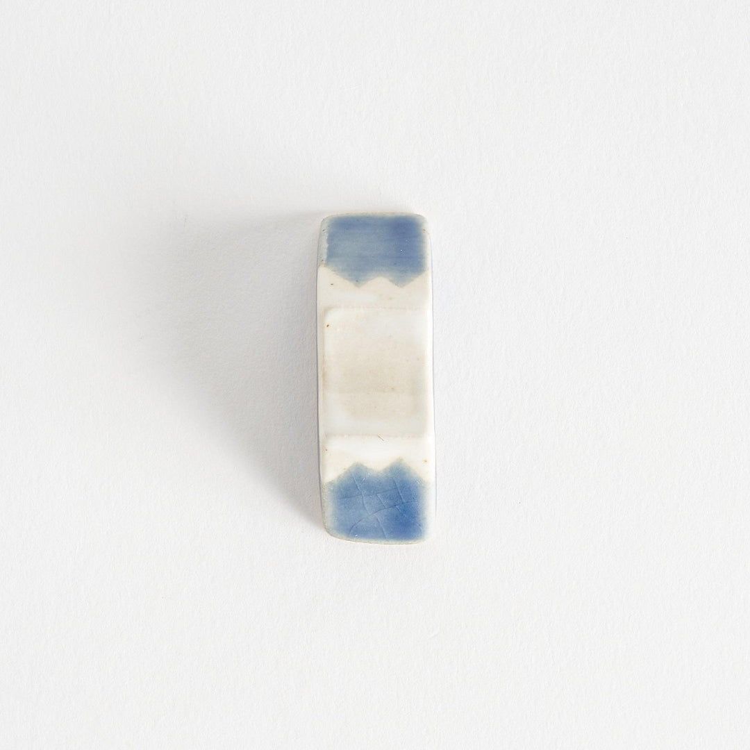 Ceramic mountain-shaped chopstick rest with blue glaze