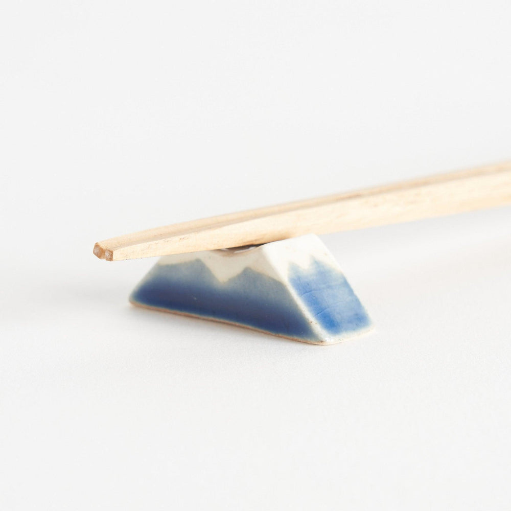 Ceramic mountain-shaped chopstick rest with blue glaze